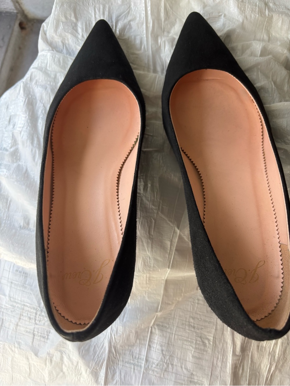 FLASH SALE! 
Only worn once for a photo shoot -  J. Crew Black Suede Pointed-Toe